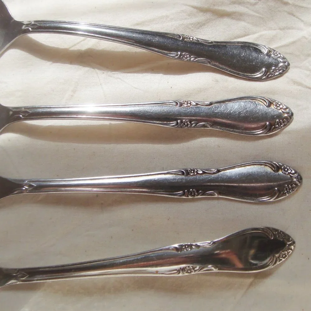 Vintage ONEIDA Floral Stainless Steel Serving Utensils (4)
